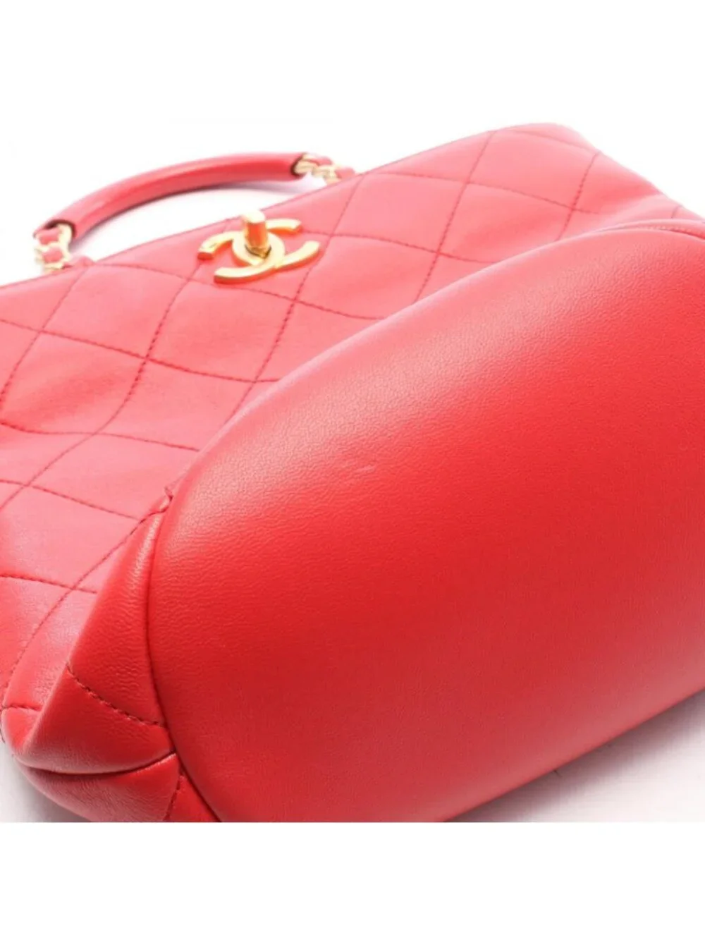 Chanel Backpack Quilted Loop Handle Red Skin Chain